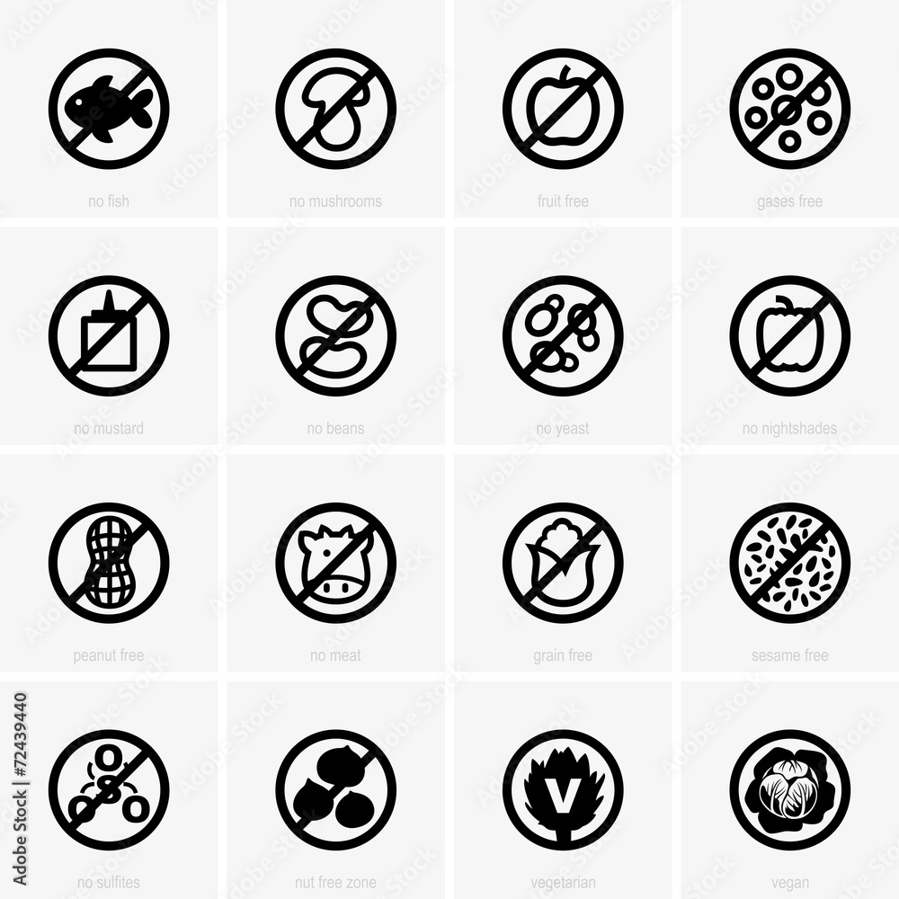 Allergen free icons Allergen free icons
