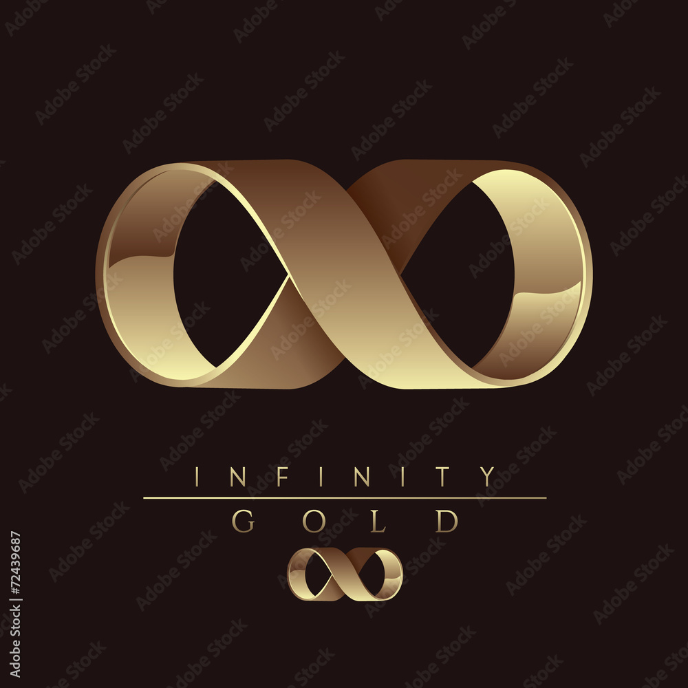 gold infinity sign - obrazy, fototapety, plakaty 