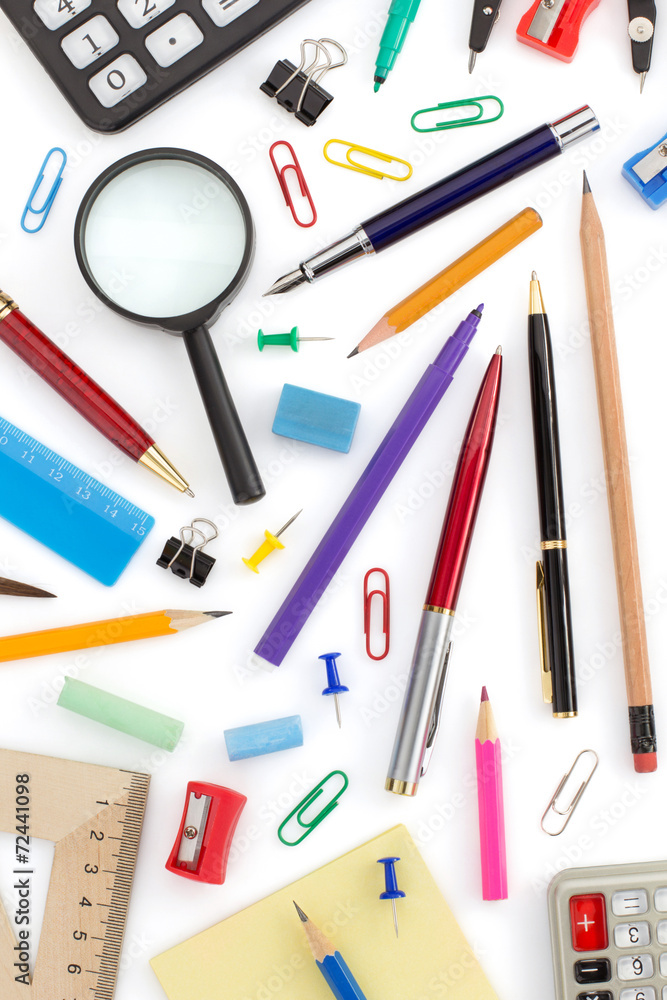 office supplies on white office supplies on white