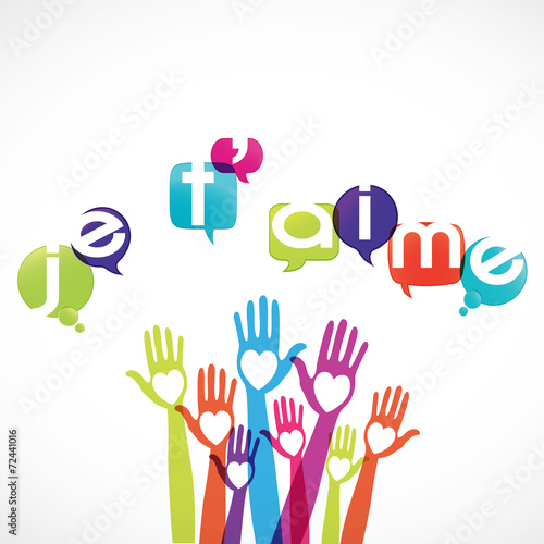 groupe mains coeur : je t'aime