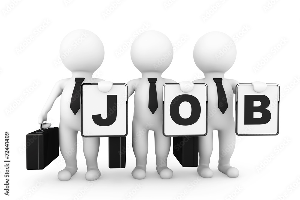 3d Businessmans with Job sign 3d Businessmans with Job sign
