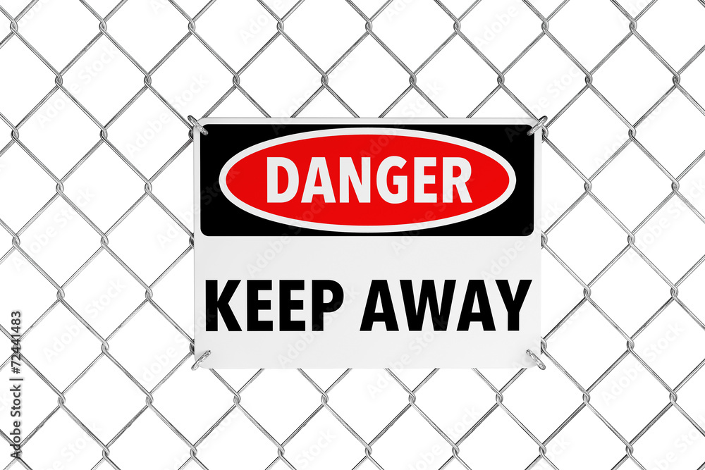 Keep Away Sign with Wired Fence Keep Away Sign with Wired Fence
