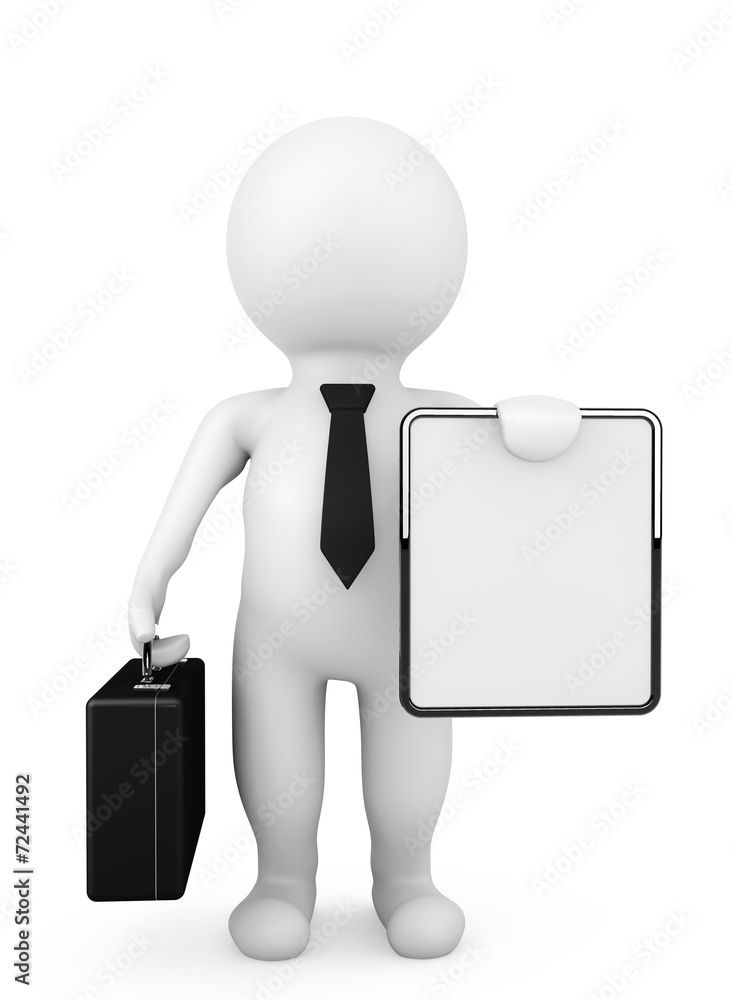 3d businessman holding a blank placard 3d businessman holding a blank placard