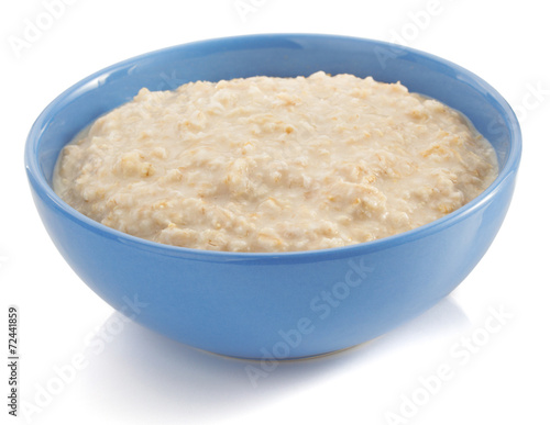 bowl of oatmeal on white