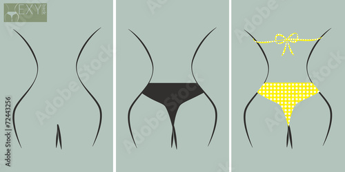 Sexy nude back, bikini topless and yellow polka dots bikini