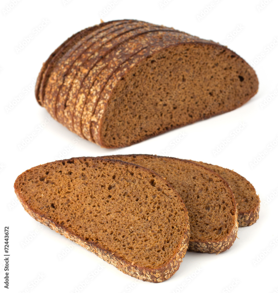 Slices of rye bread isolated on white background Slices of rye bread isolated on white background