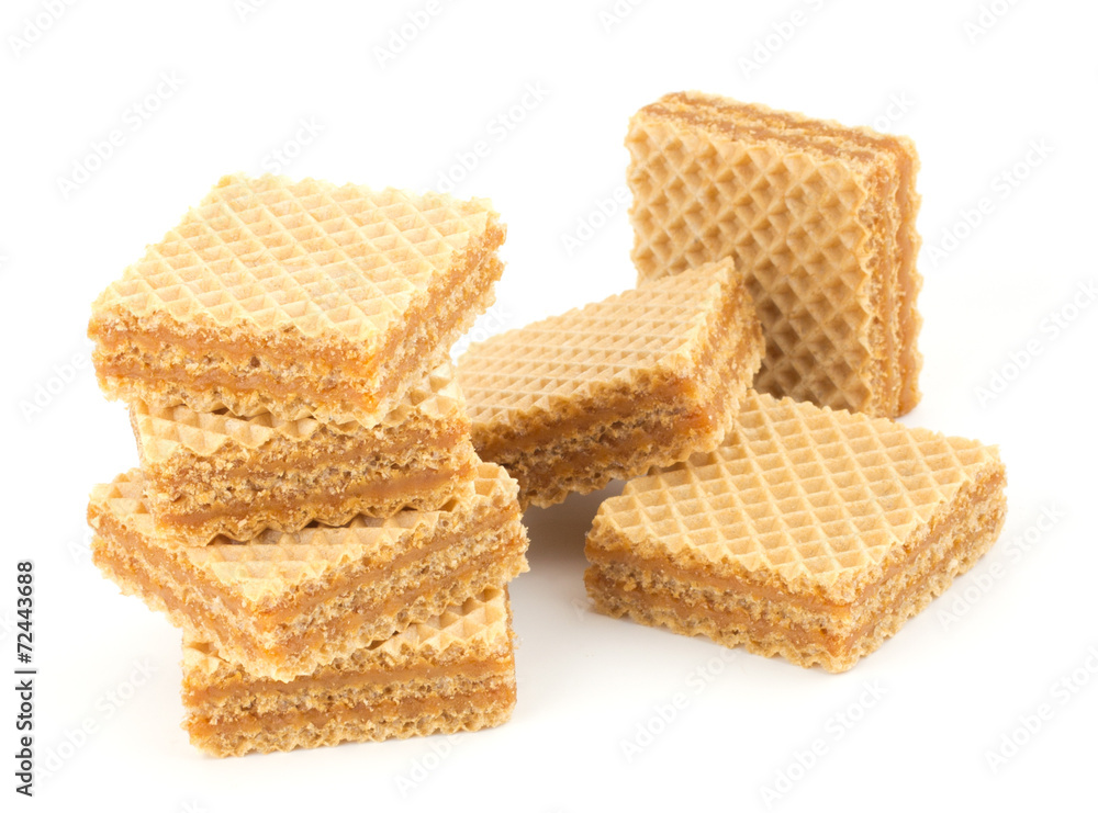 Wafers or honeycomb waffles isolated on white background Wafers or honeycomb waffles isolated on white background