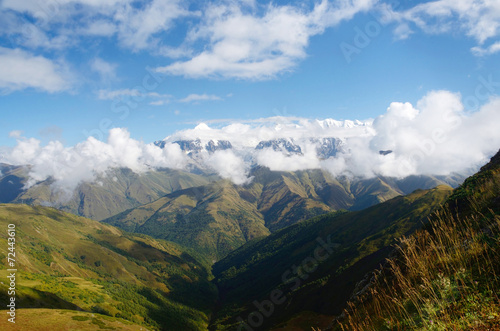 Caucasus mountains in Svaneti,view from Latfari pass,Georgia