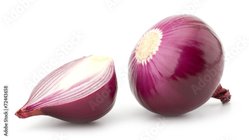 Red onion and isolated on white background