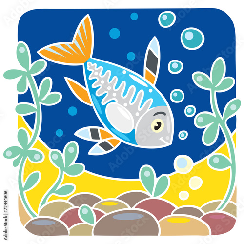 Children vector illustration of x-ray fish