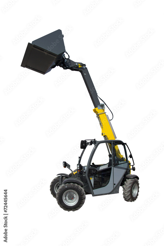 Obraz premium Yellow tractor with a ladle