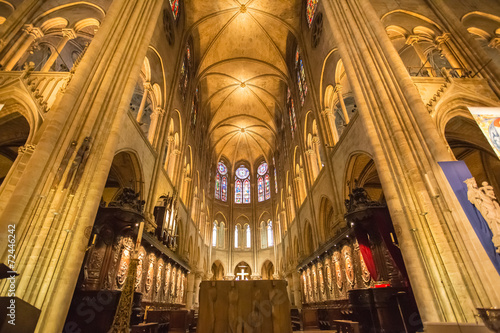 The interiors of Notre Dame Paris, France