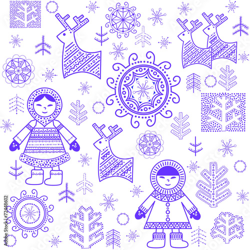 Winter print with Eskimo