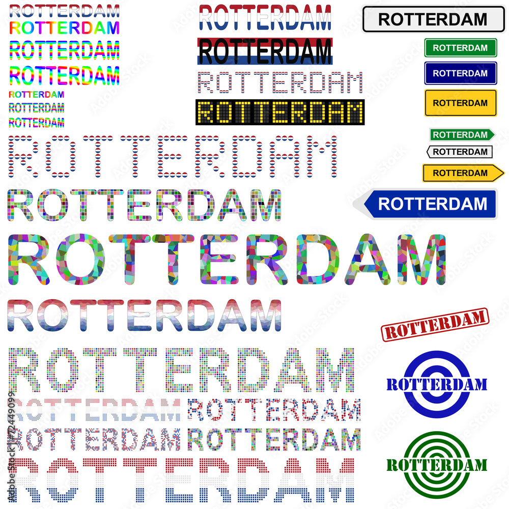 Rotterdam text design set Rotterdam text design set