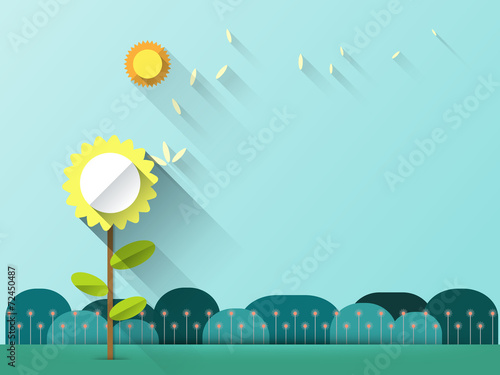 Fototapeta Naklejka Na Ścianę i Meble -  Abstract spring card background with paper flowers