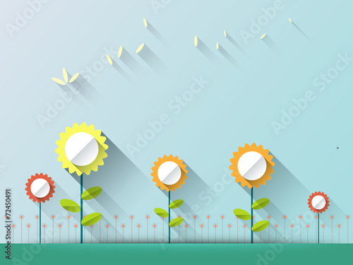 Fototapeta Naklejka Na Ścianę i Meble -  Abstract spring card background with paper flowers