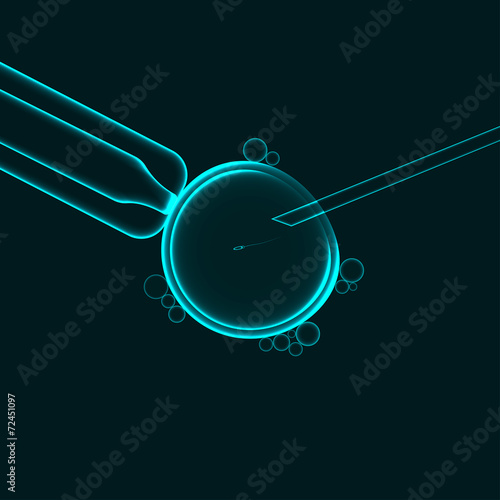 Artificial insemination with sperm egg, blue vector illustration