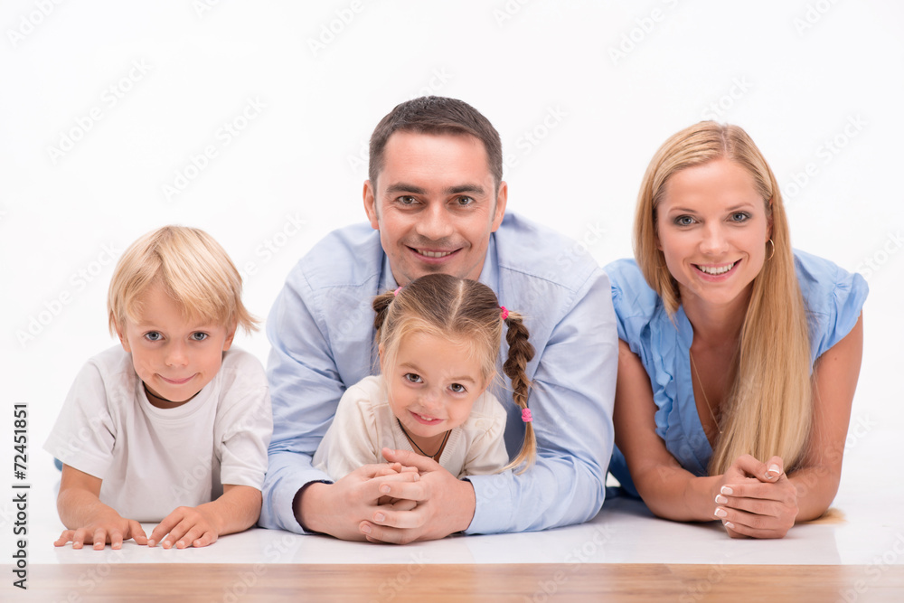 Happy family isolated on white background Happy family isolated on white background