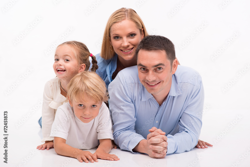 Happy family isolated on white background Happy family isolated on white background