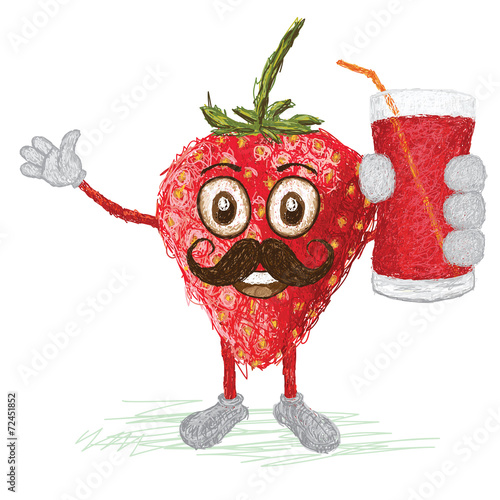 strawberry mustache cartoon