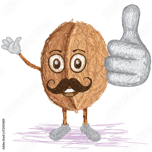 walnut mustache cartoon