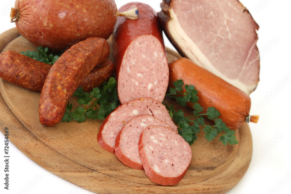 Fleisch und Wurst geschnitten