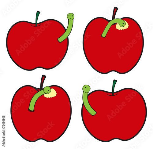 Apples with Worm Insect