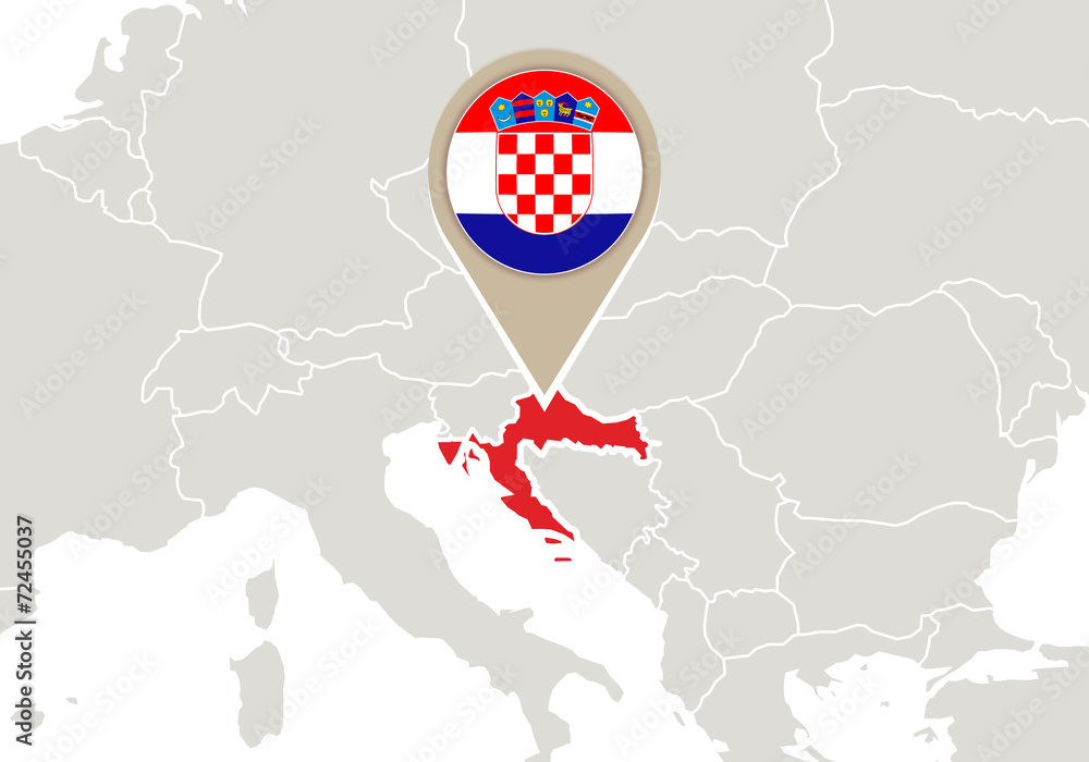 Fototapeta premium Croatia on Europe map