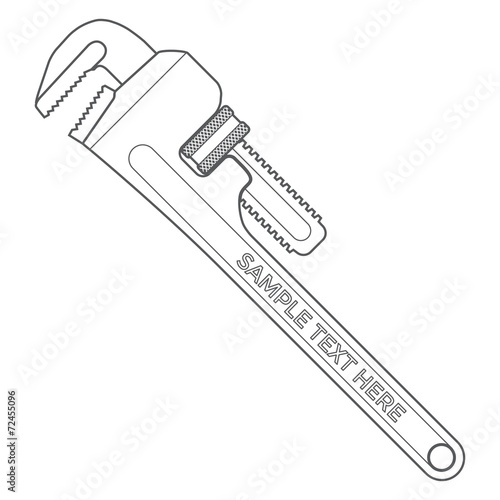 vector outline dark grey pipe adjustable metal wrench icon