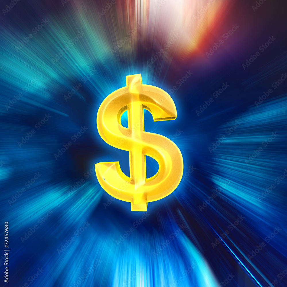 Motion zoom to golden dollar sign,technology profit Motion zoom to golden dollar sign,technology profit
