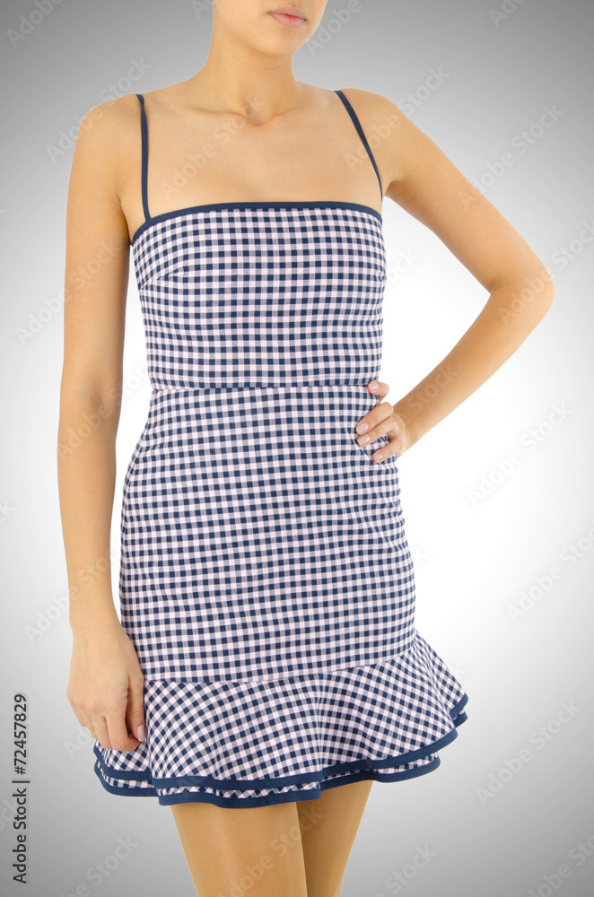 Woman in fashion dress concept on white Woman in fashion dress concept on white