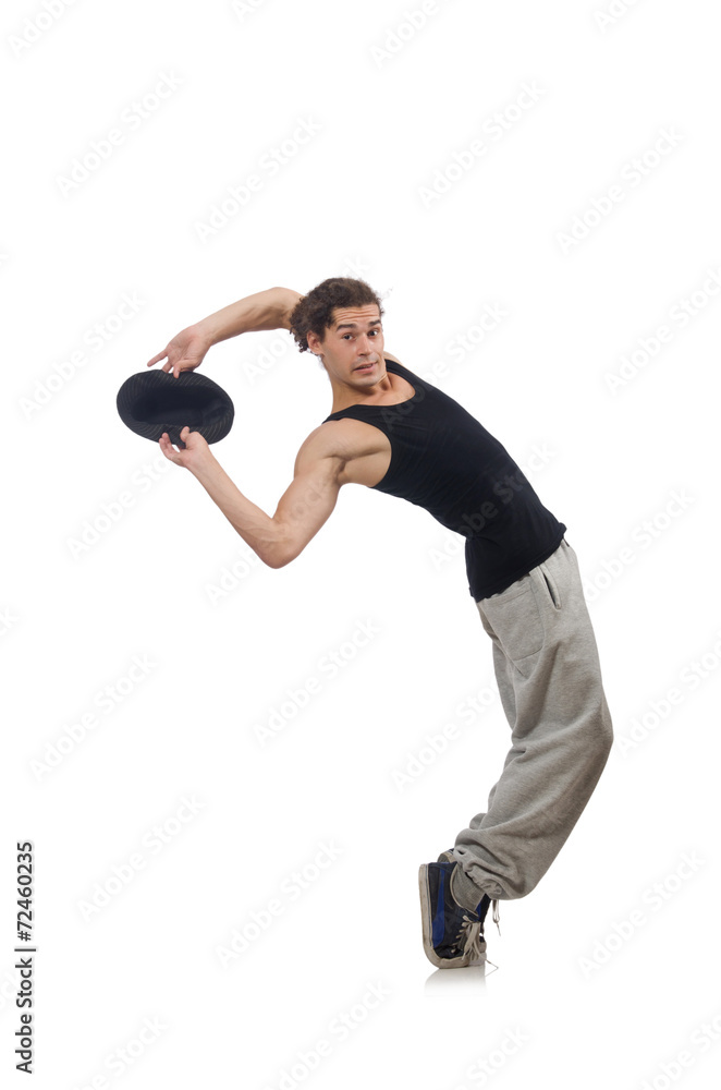 Man dancing isolated on the white