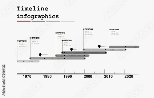 Monochrome Timeline Infographic , flat design style