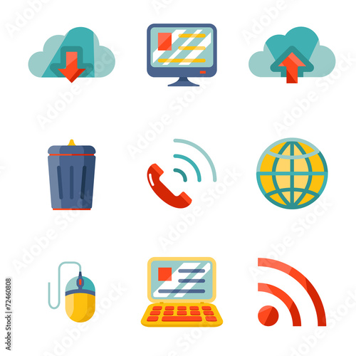 Modern flat design Internet network communication mobile devices