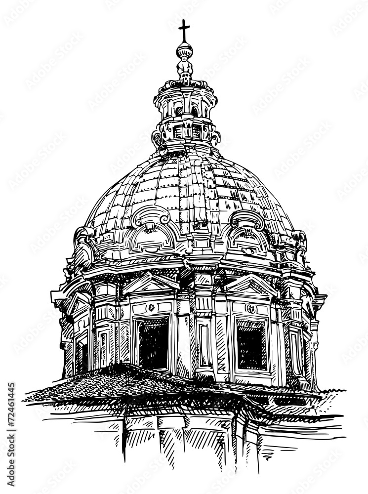 sketch drawing of old basilica from Rome Stock Vector | Adobe Stock