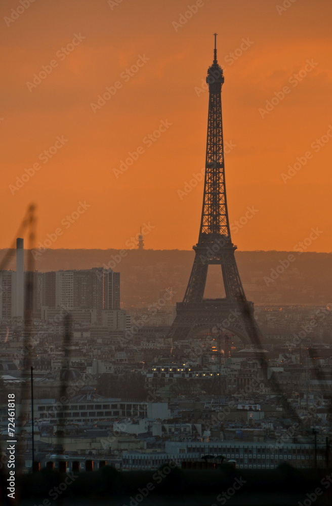 View of the Tour Eiffel from Montmartre, Paris