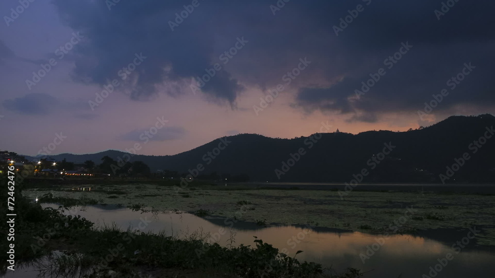 Pokhara Nepal lake sunset time lapse Pokhara Nepal lake sunset time lapse