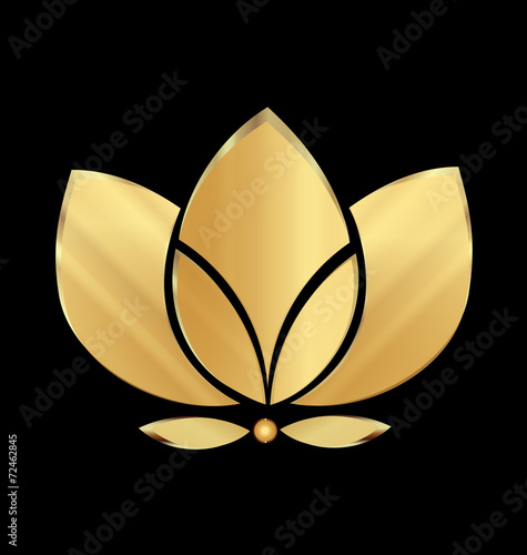 Lotus gold flower icon vector logo design