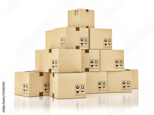 Cardboard boxes on white background, 3d illustration