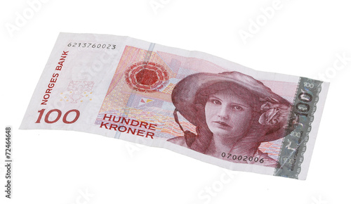 Photography Norwegian 100 kroner bill