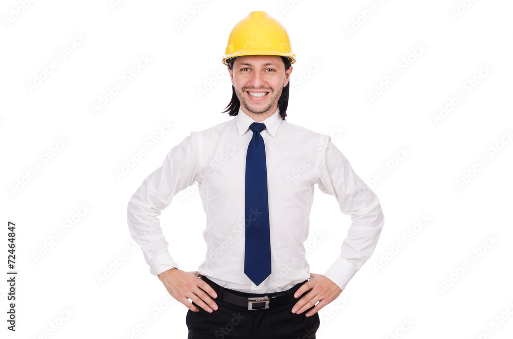 Young architect isolated on white Young architect isolated on white