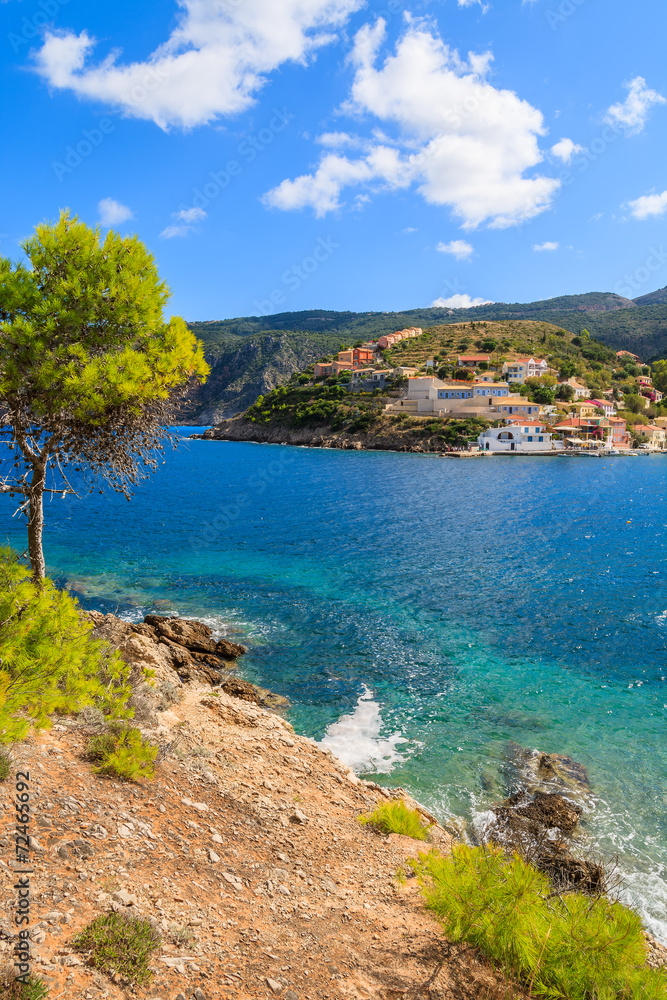 View of Assos village and sea bay, Kefalonia island View of Assos village and sea bay, Kefalonia island