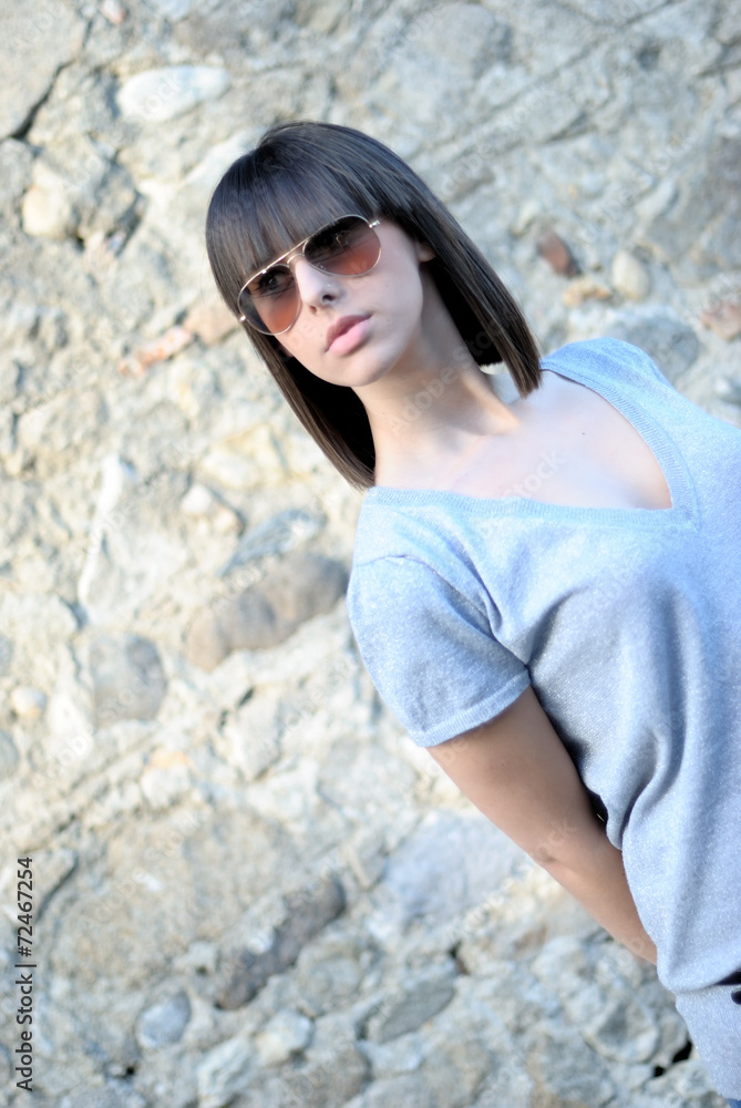 Portrait of a teenage girl with sun glasses Portrait of a teenage girl with sun glasses