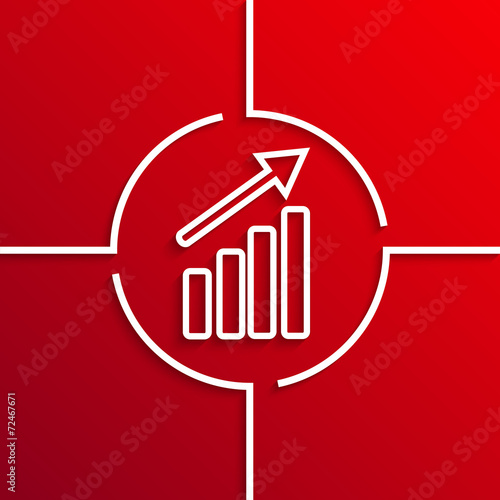 Vector modern white circle icon on red background