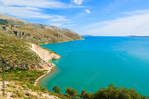 Fototapeta Naklejka Na Ścianę i Meble -  View of sea bay from coastal road on Kefalonia island, Greece