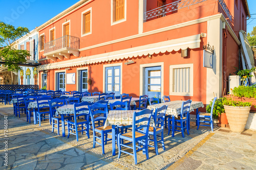 Greek traditional tavern in Fiskardo port, Kefalonia island