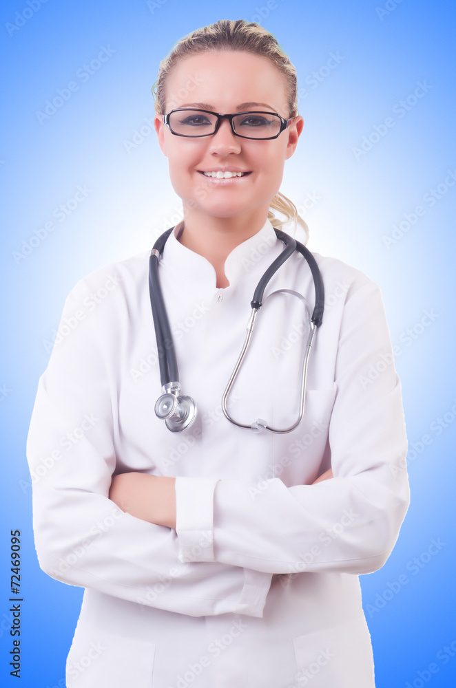 Woman doctor isolated on white