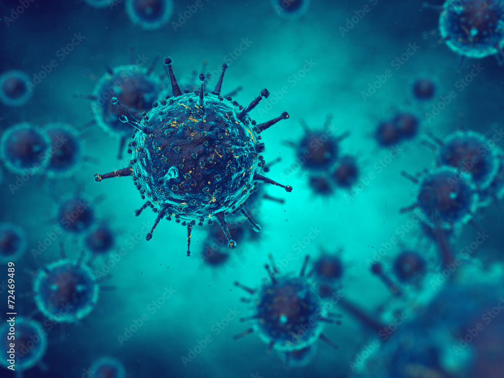 Viruses in infected organism , viral disease epidemic - obrazy, fototapety, plakaty 