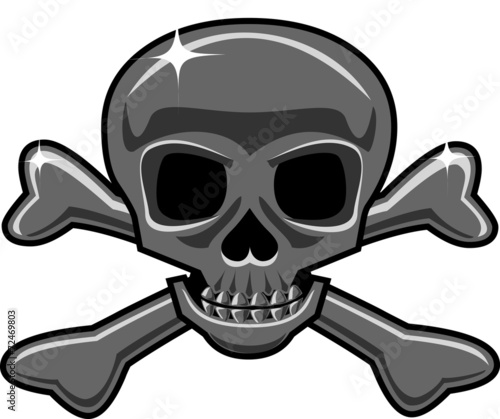 Shiny metal skull-and-crossbones