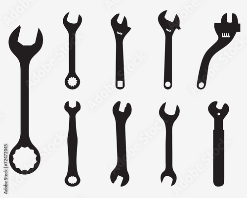 Black silhouettes of screw wrench, vector illustration